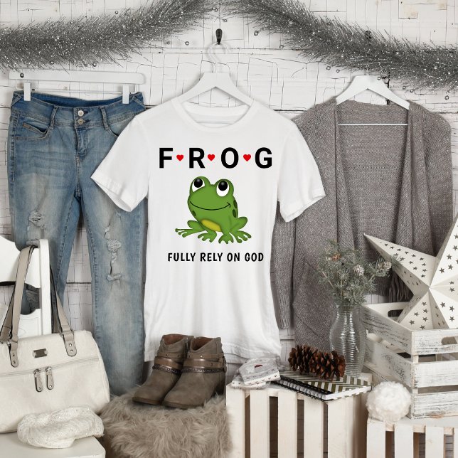 Hjärtligt beroende på Gud Frog Hearts T Shirt (Skapare uppladdad)