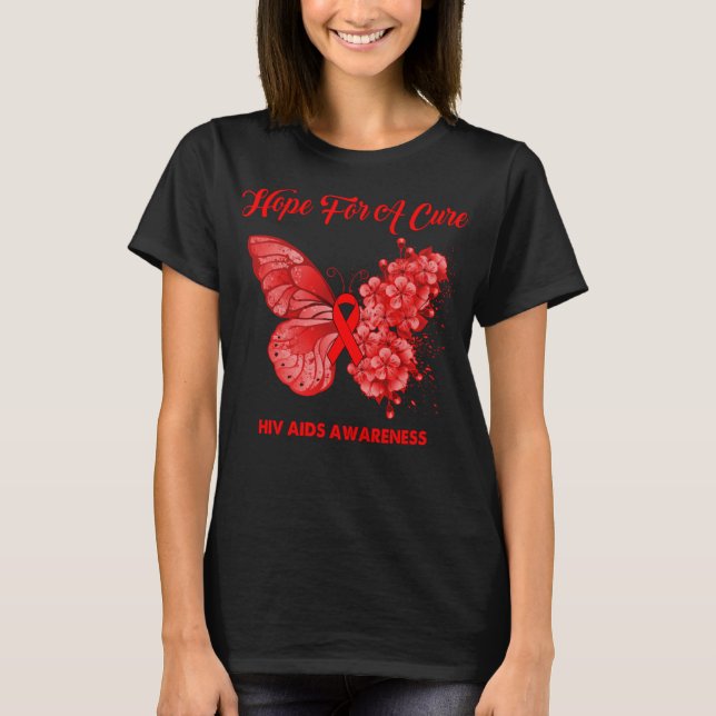 Hjärtligt hopp om att hiv-AIDS ska bli mer medvete T Shirt (Framsida)