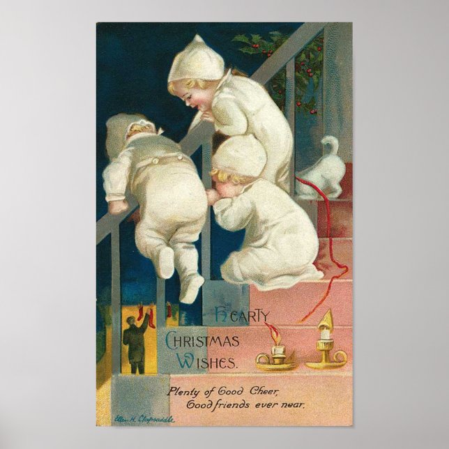 Hjärtligt jullekskort i Önskemål Barn Poster (Framsidan)