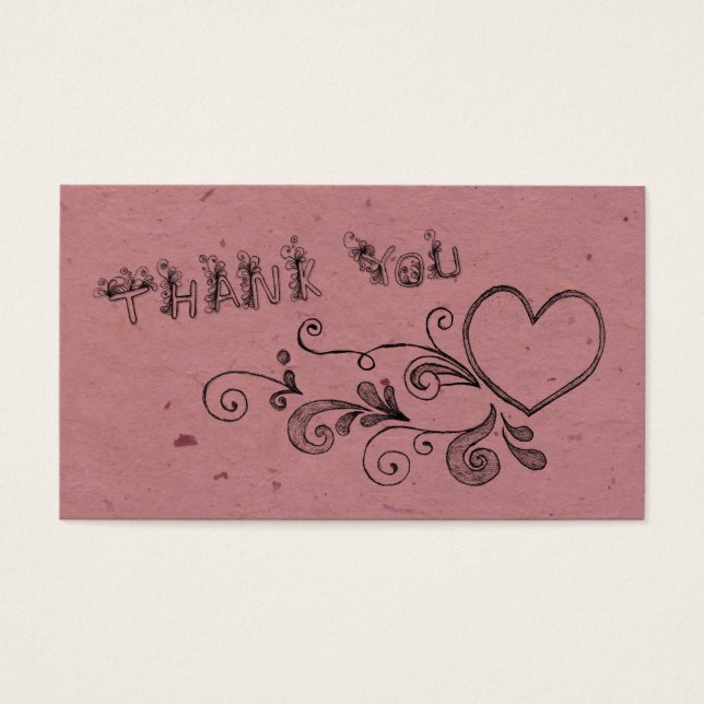 Hjärtligt och snurrande tack visitkort (Framsidan)