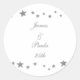 Hjärtligt Silver Stars Lägg till Namn-årsjubileum Runt Klistermärke