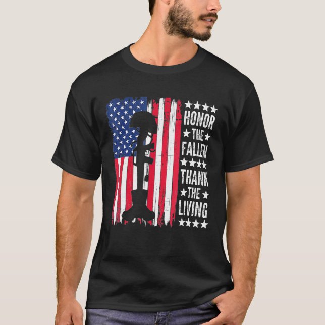 Hjärtligt tack till det levande USA flagga Memoria T Shirt (Framsida)