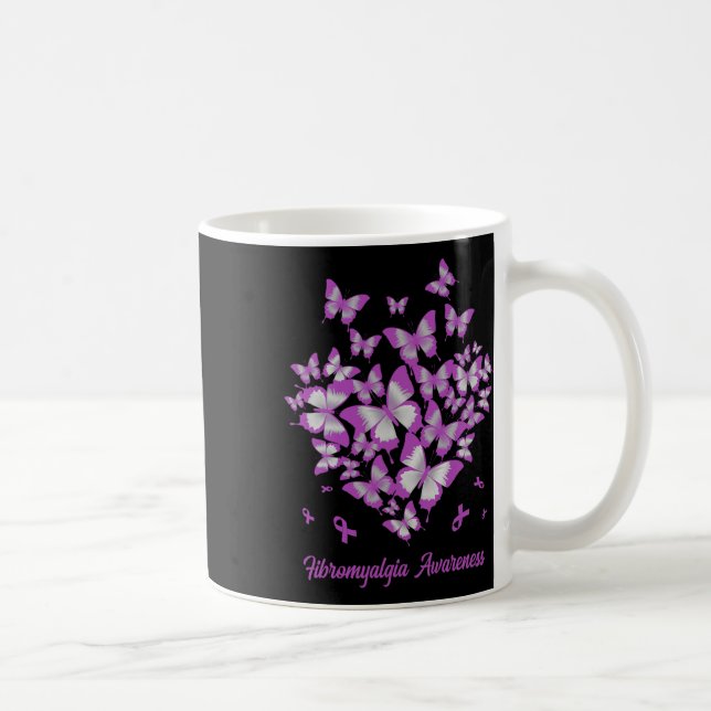 HjärtLila Ribbon Fibromyalgia Awareness Warrior Kaffemugg (Höger)