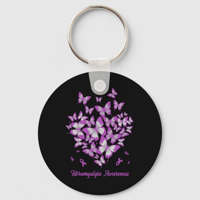 HjärtLila Ribbon Fibromyalgia Awareness Warrior Nyckelring (Framsida)