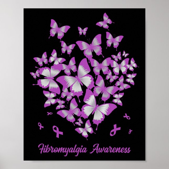 HjärtLila Ribbon Fibromyalgia Awareness Warrior Poster (Framsidan)