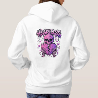 Hjärtlös Skalle Bruten Hjärtan Hoodie - Rosa Lila T Shirt