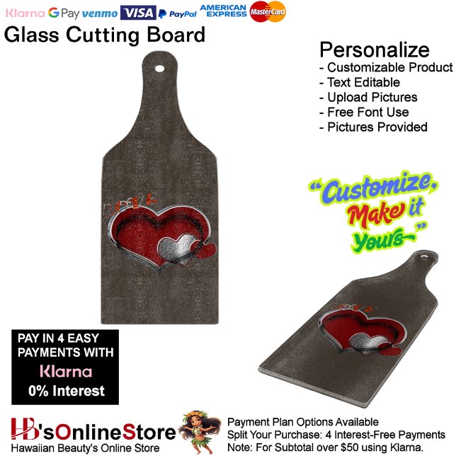 Hjärtmagasin Brun glasspets (Love Heart Brown Cooking Kitchen Glass Cutting Board.)