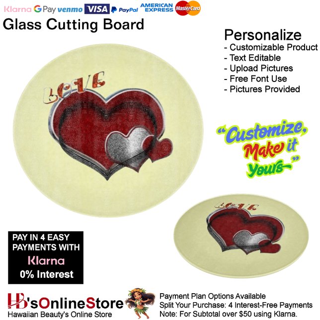 Hjärtmagasin Gult Glasskärning (Love Heart Yellow Cooking Kitchen Glass Cutting Board.)