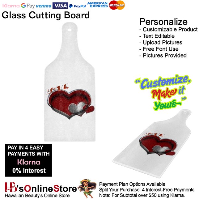 Hjärtmagasin Vit glasskärningspapper (Love Heart White Kitchen Cooking Glass Cutting Board.)