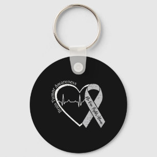 Hjärtmedvetande Hjärtat Grått Ribbon Manar Kvinnor Nyckelring