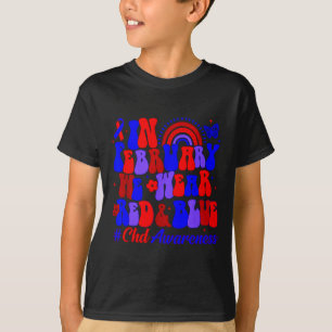 Hjärtmedvetenhet Chd-medvetenhet regnbåge i februa T Shirt