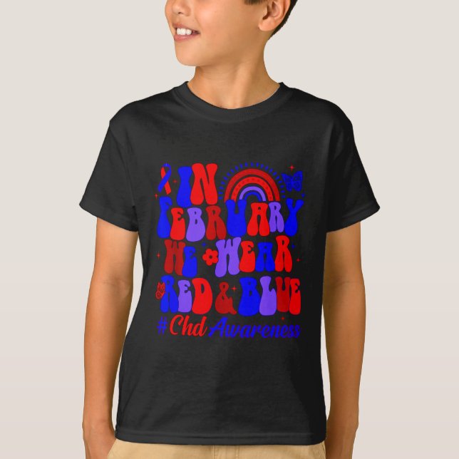 Hjärtmedvetenhet Chd-medvetenhet regnbåge i februa T Shirt (Framsida)