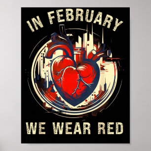 Hjärtmedvetenhet T-shirt Gå Röd Poster