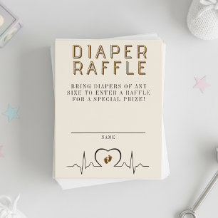 Hjärtmonitor Brun Baby Shower Blöja Lotteri Tilläggskort
