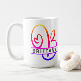 Hjärtmonogram Anpassningsbar Kaffe koppar - Brev B