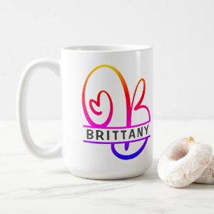 Hjärtmonogram Anpassningsbar Kaffe koppar - Brev B
