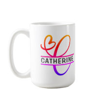 Hjärtmonogram Anpassningsbar Kaffe koppar - Brev C