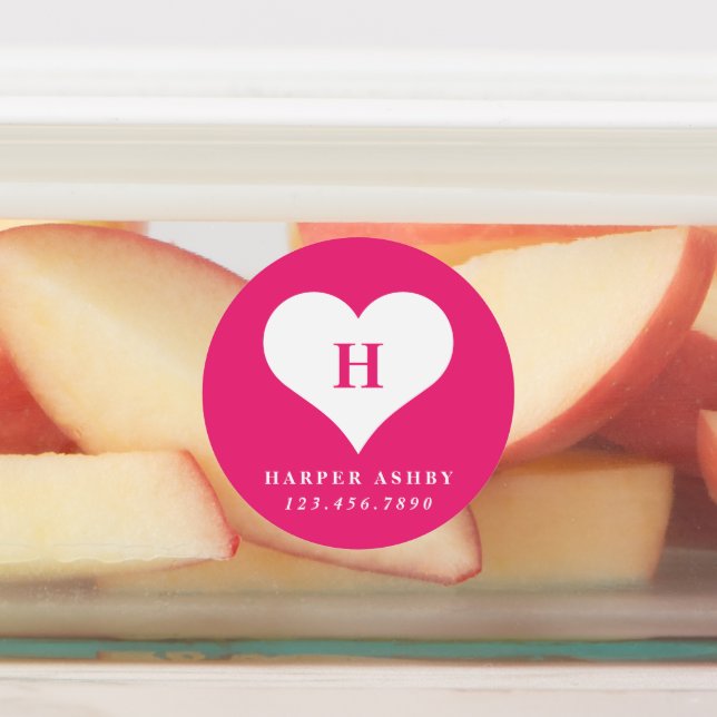Hjärtmonogram färgad vattentät Namn Klistermärke (Påsatt)