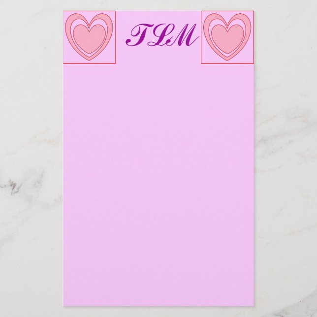 Hjärtmonogrammat stationeri brevpapper (Framsida)
