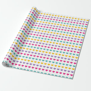 Hjärtmönster: Blå, Rosa, Gul och Lila Presentpapper