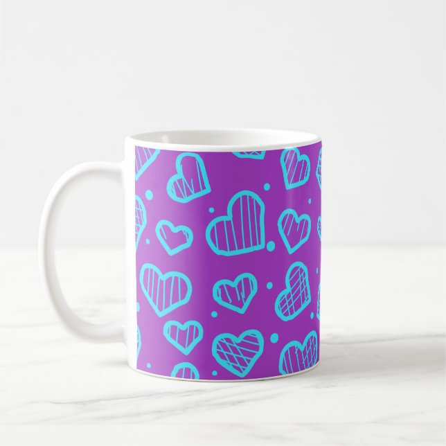 Hjärtmönster - inspirerad av Alla hjärtans dag Kaffemugg (Vänster)