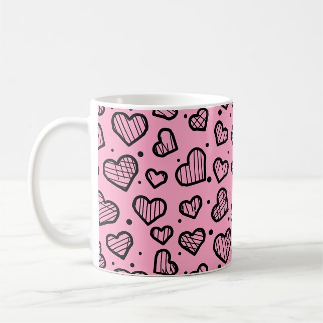 Hjärtmönster - inspirerad av Alla hjärtans dag  Kaffemugg (Vänster)