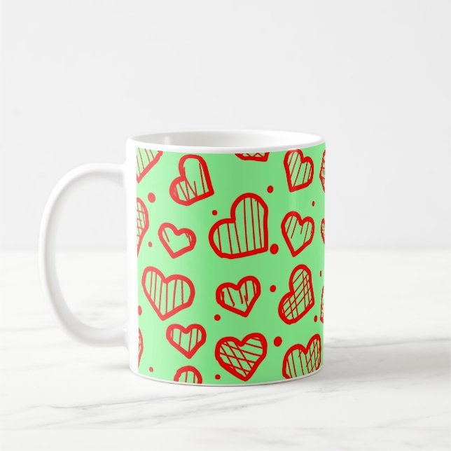 Hjärtmönster - inspirerad av Alla hjärtans dag Kaffemugg (Vänster)