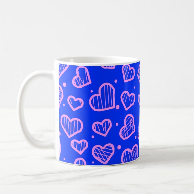 Hjärtmönster - inspirerad av Alla hjärtans dag Kaffemugg (Vänster)