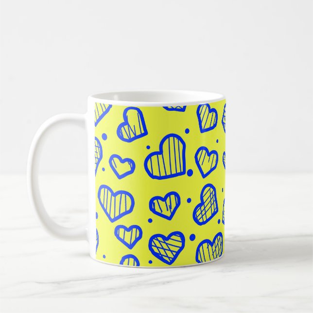 Hjärtmönster - inspirerad av Alla hjärtans dag Kaffemugg (Vänster)