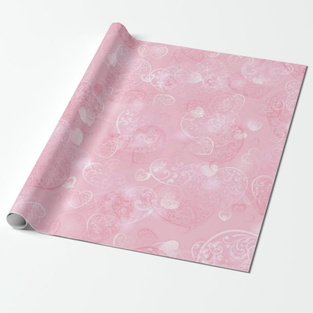 Hjärtmönster Presentpapper (Utrullad)