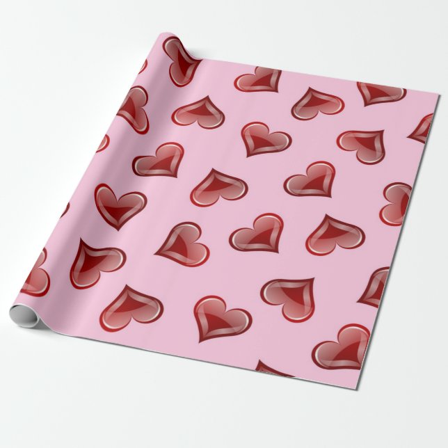 Hjärtmönster Presentpapper (Utrullad)