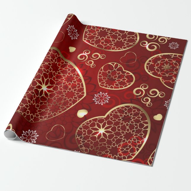 Hjärtmönster Presentpapper (Utrullad)