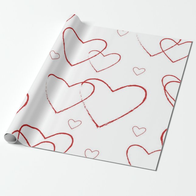Hjärtmönster Presentpapper (Utrullad)