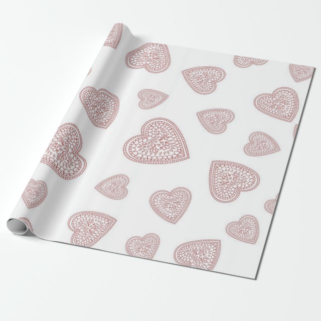 Hjärtmönster Presentpapper (Utrullad)
