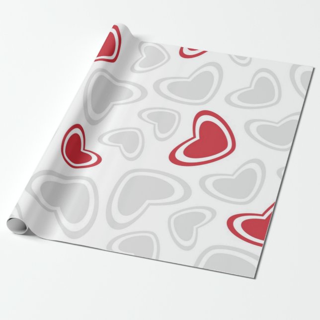 Hjärtmönster Presentpapper (Utrullad)