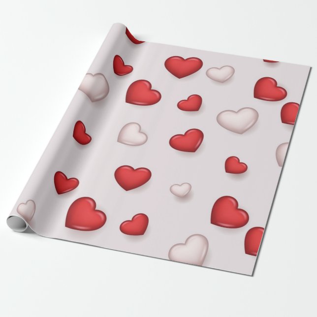 Hjärtmönster Presentpapper (Utrullad)