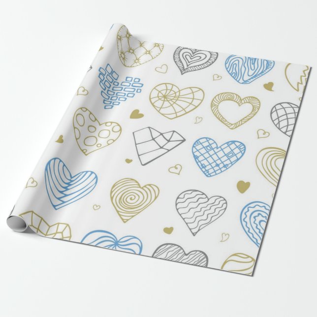 Hjärtmönster Presentpapper (Utrullad)