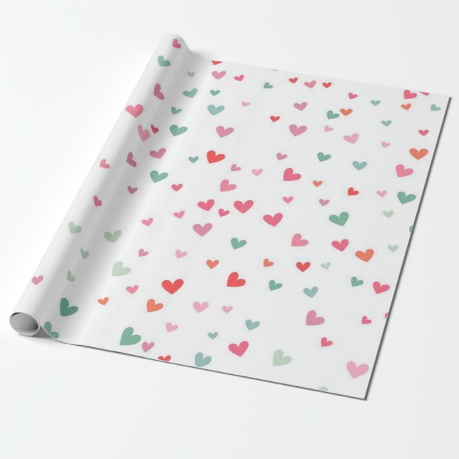 Hjärtmönster Presentpapper (Utrullad)