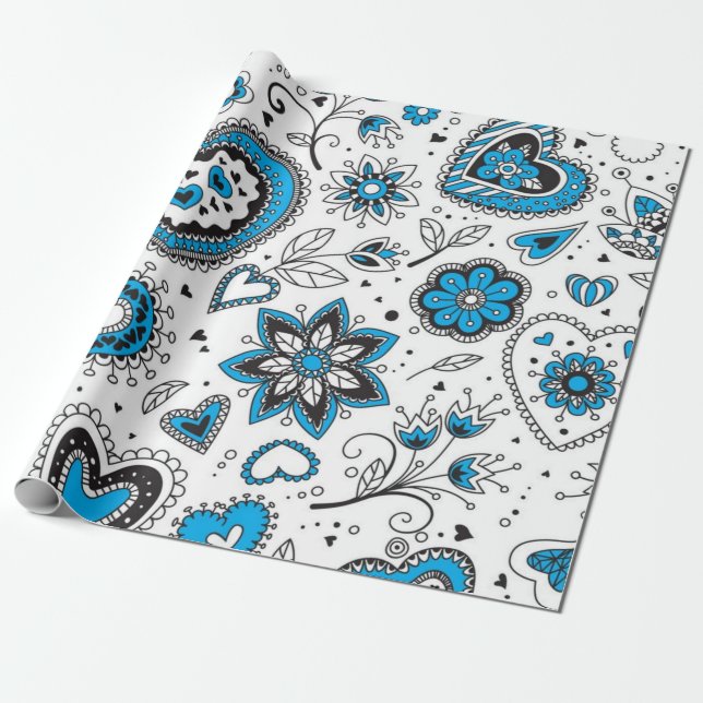 Hjärtmönster Presentpapper (Utrullad)