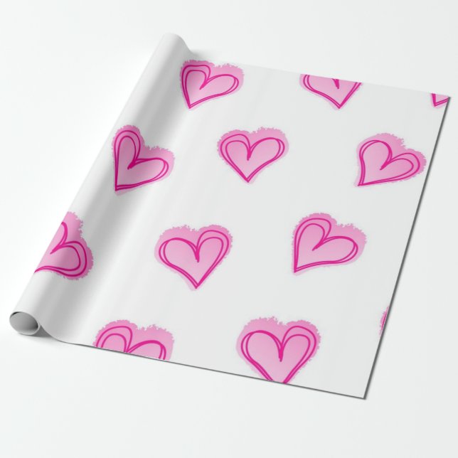 Hjärtmönster Presentpapper (Utrullad)
