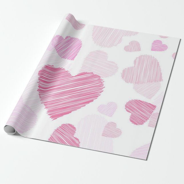 Hjärtmönster Presentpapper (Utrullad)