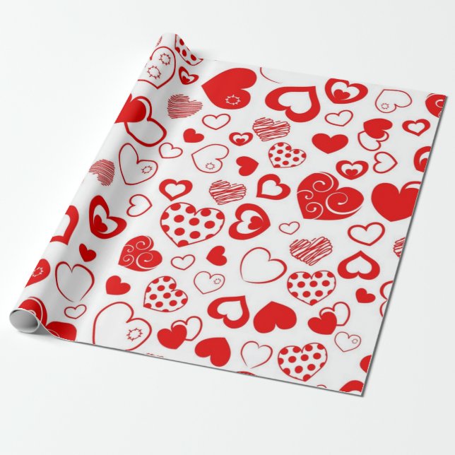 Hjärtmönster Presentpapper (Utrullad)