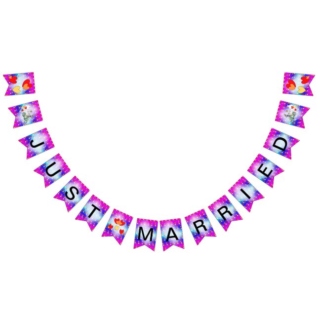 Hjärtmönster Tecknad Nyss Gift Girlang Banner Vimplar (Alla)