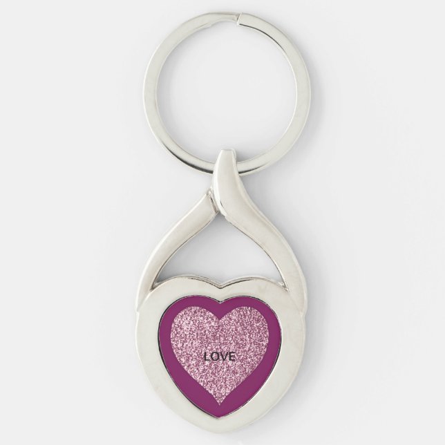 Hjärtmönster Twisted Heart Silverfärgad Nyckelring (Framsidan)