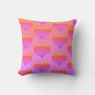 Hjärtmönster Valentines Rosa Guld Glittrig Söt Kudde