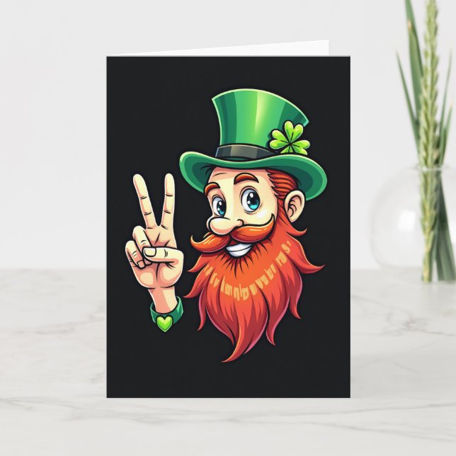 Hjärtmönstrad Leprechaun-kort Kort (Framsida)
