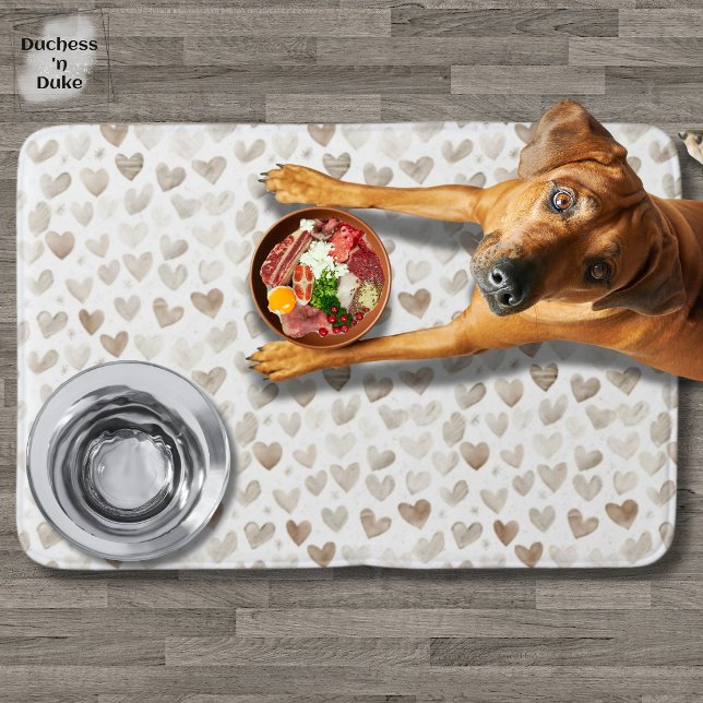 Hjärtmönstrad mjuk beige akvarell absorberande mat badrumsmatta (Heart Pattern Soft Beige Watercolor Absorbent Mat)