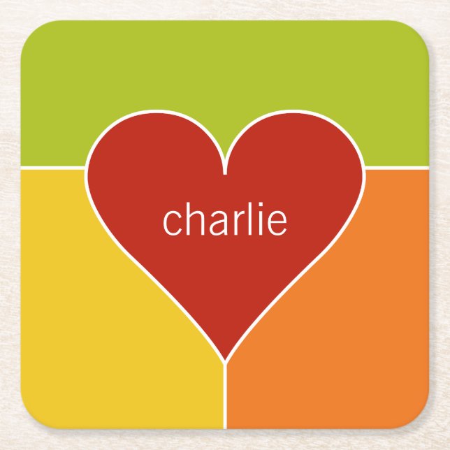 Hjärtmönstrade anpassade monogramunderlägg underlägg papper kvadrat (Framsidan)