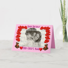 Hjärtningar och nalle om rosa kort