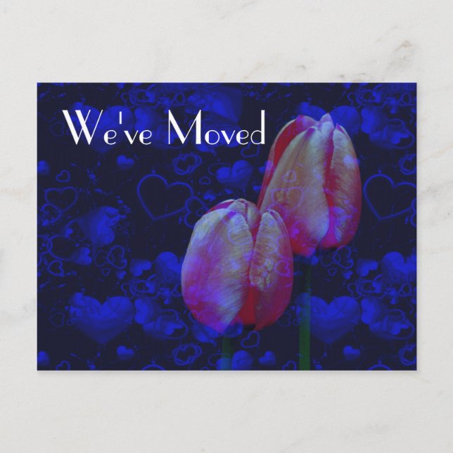 Hjärtningar och tuppar Nytt adress vykort för Blom (Framsida)